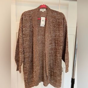 Maroon Brown Marbled Cardigan. New with tags. Size Large